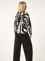 Roman Black Petite Abstract Knit Jumper - Image 4 of 6