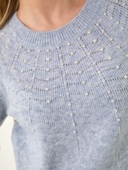 Roman Blue Petite Pearl Detail Knit Jumper - Image 5 of 5
