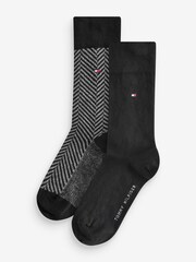 Tommy Hilfiger Mens Black Socks 2 Pack - Image 1 of 3