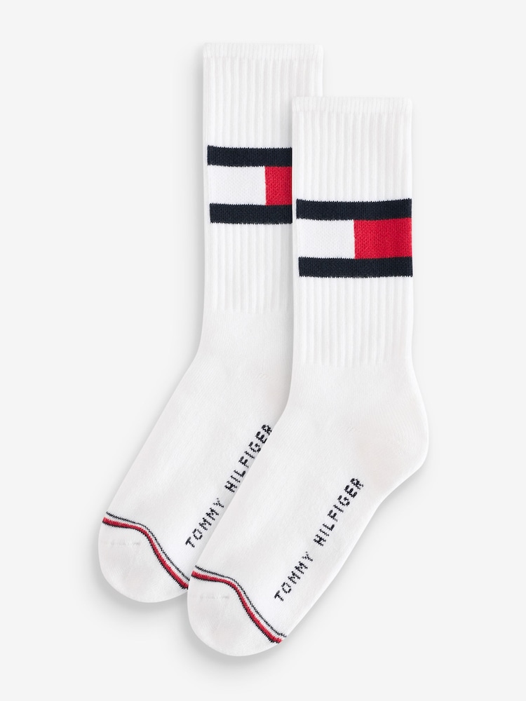 Tommy Hilfiger Flag White Socks 2 Pack - Image 1 of 5
