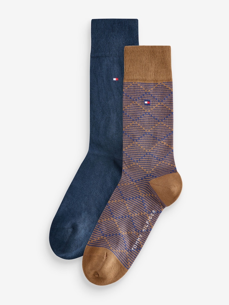 Tommy Hilfiger Mens Brown Socks 2 Pack - Image 1 of 3 Tommy Hilfiger Mens Brown Socks 2 Pack - Image 1 of 3