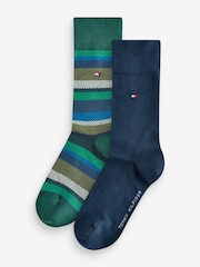 Tommy Hilfiger Green Mens Socks 2 Pack - Image 1 of 3