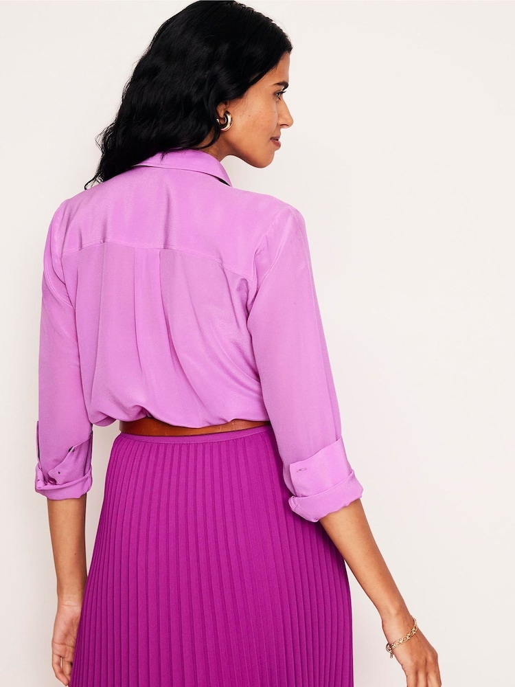 Boden Purple Sienna Silk Shirt - Image 2 of 6 Boden Purple Sienna Silk Shirt - Image 2 of 6
