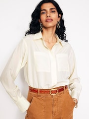 Boden Cream Connie Relaxed Silk Shirt - Image 1 of 5