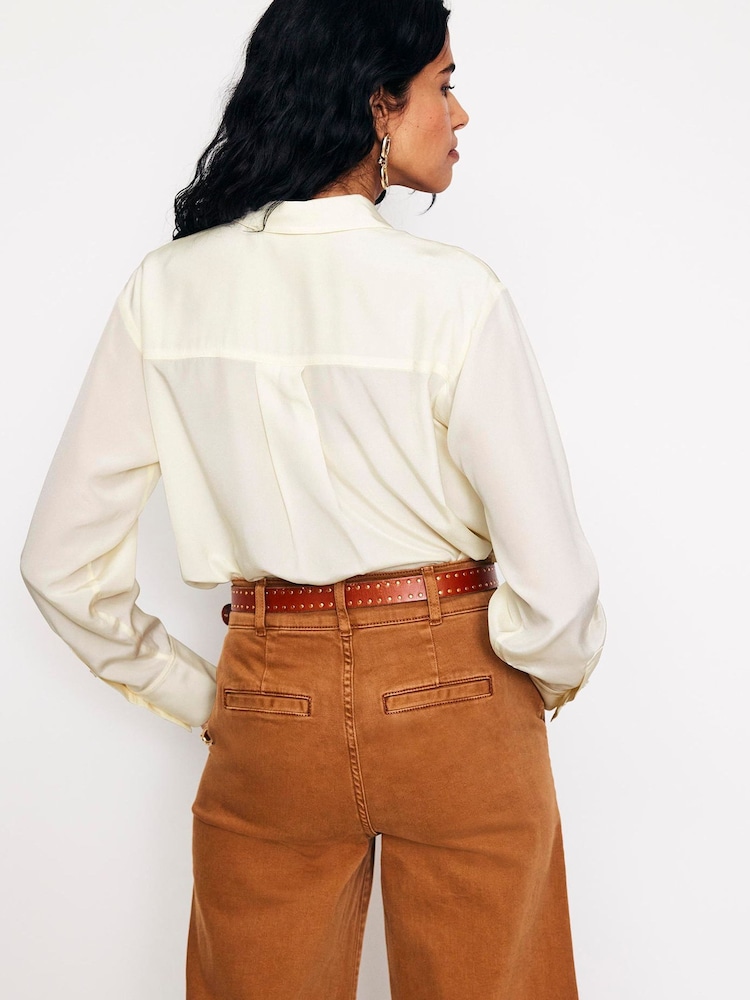 Boden Cream Connie Relaxed Silk Shirt - Image 2 of 5
