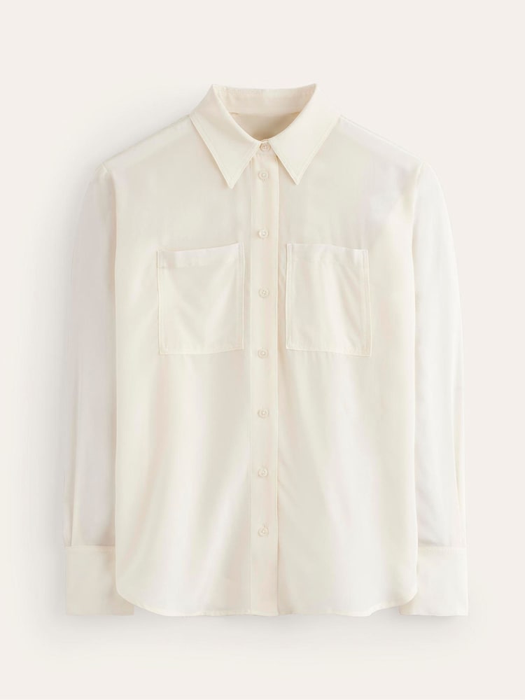 Boden Cream Connie Relaxed Silk Shirt - Image 5 of 5