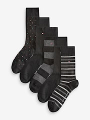 Tommy Hilfiger Black Tommy Hilfiger Mens Blue Socks 5 Pack - Image 1 of 7