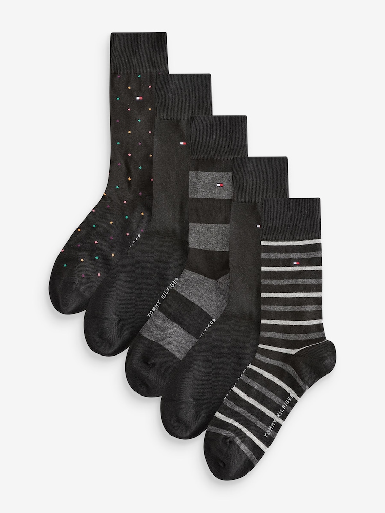 Tommy Hilfiger Black Tommy Hilfiger Mens Blue Socks 5 Pack - Image 1 of 7