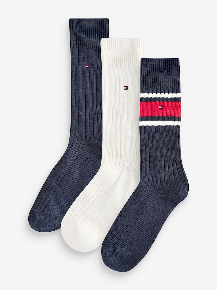 Tommy Hilfiger Mens Blue Socks 3 Pack - Image 1 of 5