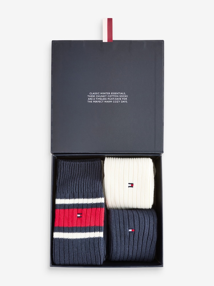 Tommy Hilfiger Mens Blue Socks 3 Pack - Image 5 of 5