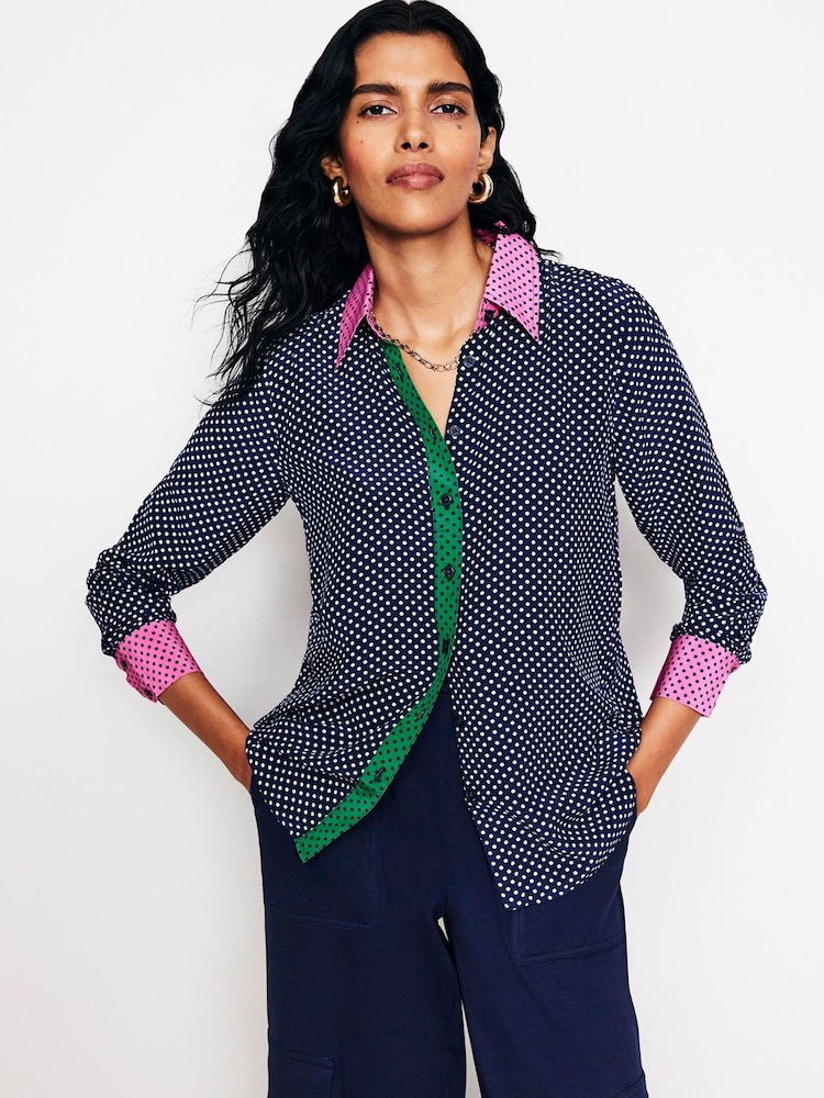 Boden Blue Sienna Silk Shirt - Image 2 of 5