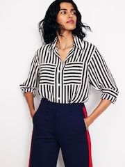 Boden Blue Connie Relaxed Silk Shirt - Image 1 of 5
