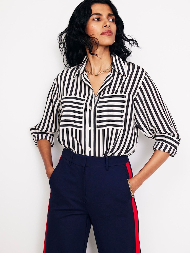 Boden Blue Connie Relaxed Silk Shirt - Image 1 of 5