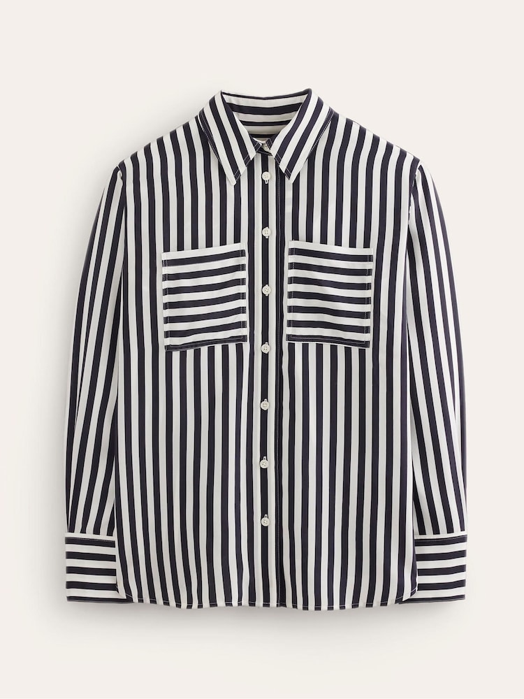 Boden Blue Connie Relaxed Silk Shirt - Image 5 of 5