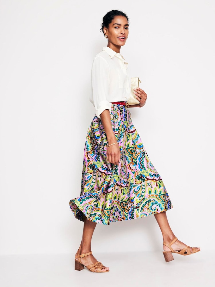 Boden Green Isabella Cotton Sateen Skirt - Image 1 of 5