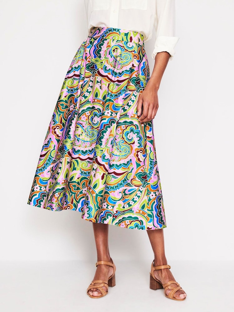 Boden Green Isabella Cotton Sateen Skirt - Image 2 of 5