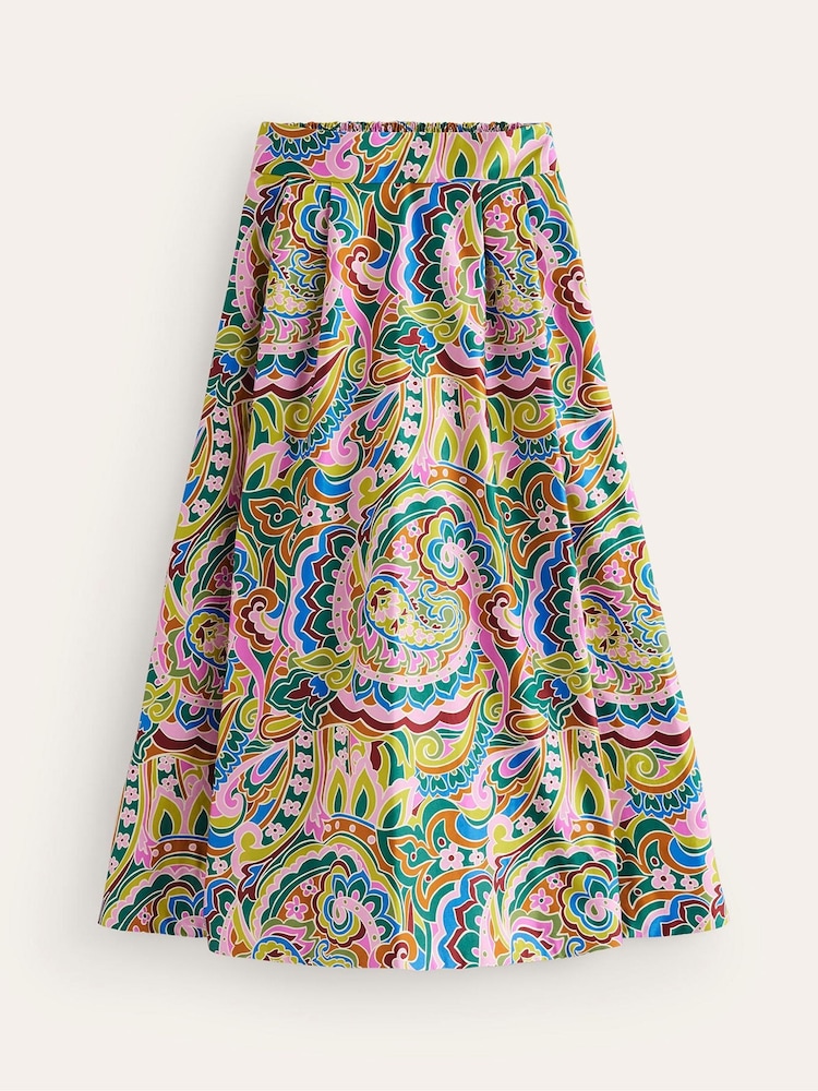Boden Green Isabella Cotton Sateen Skirt - Image 5 of 5