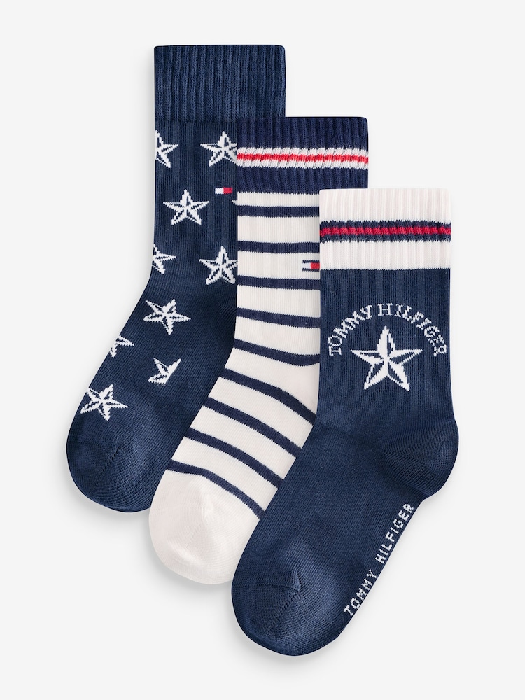 Tommy Hilfiger Otroška modra nogavice 3 Paket - Slika 1 iz 4
