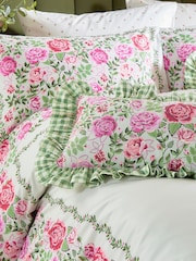 Cath Kidston Sage Dolly Rose 100% Cotton Polyfilled Cushion - Image 1 of 4