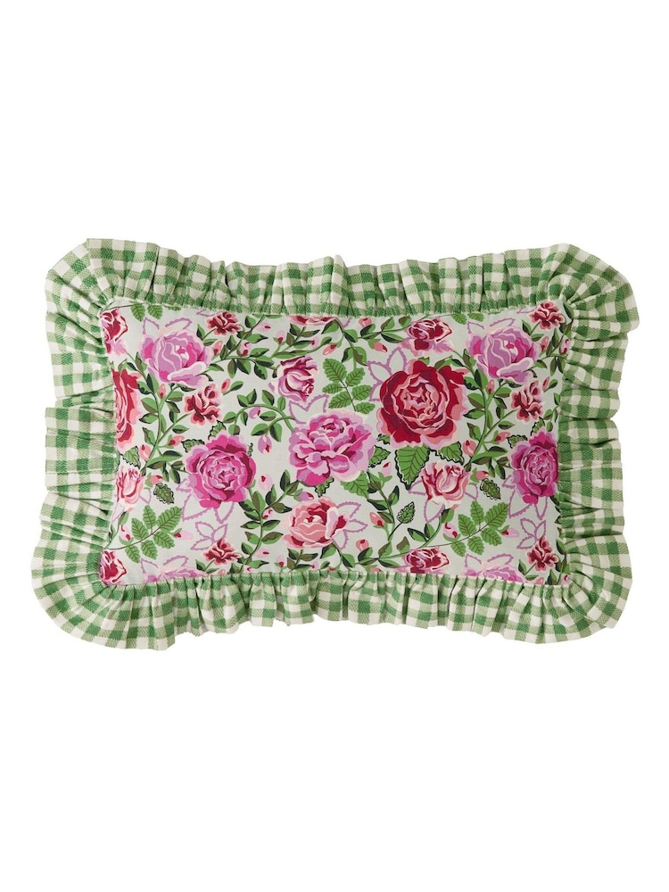 Cath Kidston Sage Dolly Rose 100% Cotton Polyfilled Cushion - Image 2 of 4