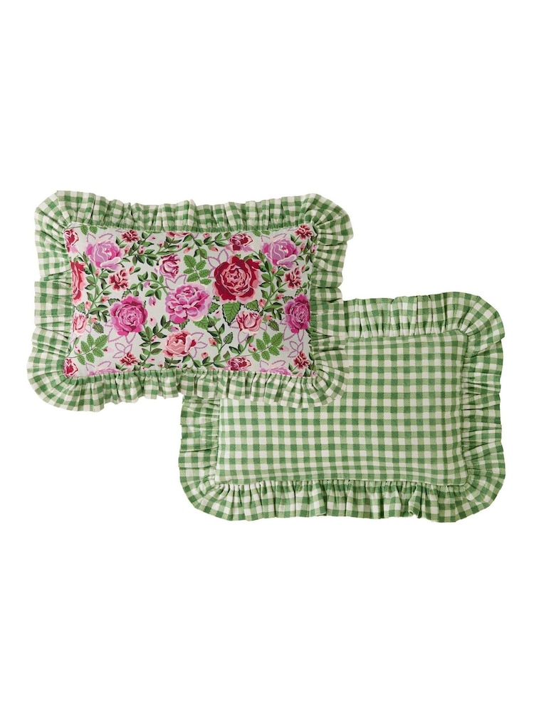 Cath Kidston Sage Dolly Rose 100% Cotton Polyfilled Cushion - Image 4 of 4