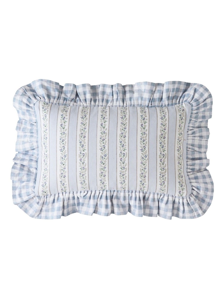 Cath Kidston Blue Ticking Stripe 100% Cotton Polyfilled Cushion - Image 2 of 4