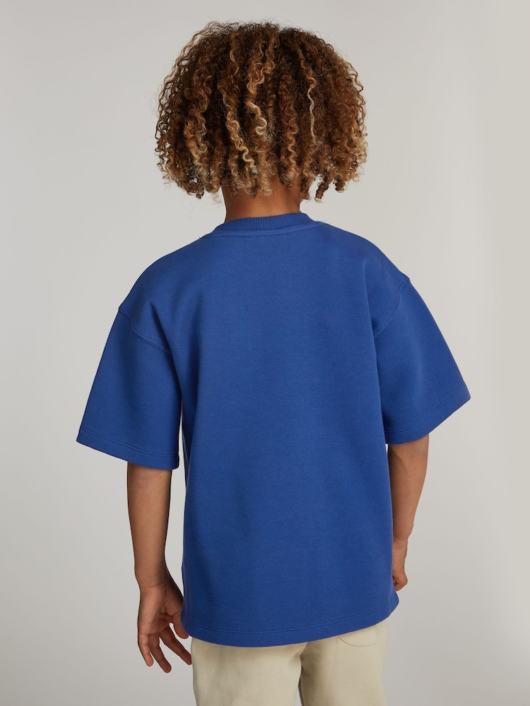 Calvin Klein Blue Bonded Pique Sweatshirt - Image 1 of 3