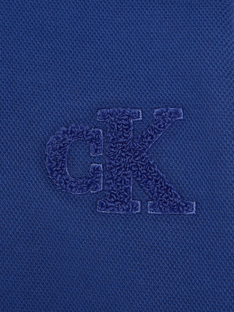 Calvin Klein Blue Bonded Pique Sweatshirt - Image 3 of 3