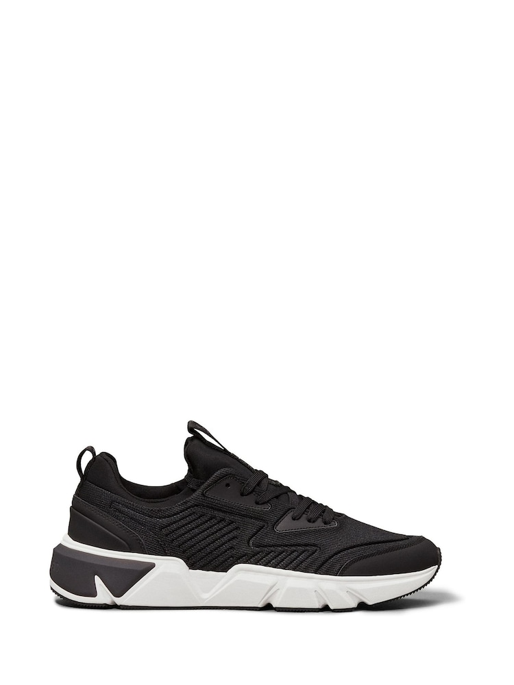 Calvin Klein Black Low Top Lace Up Knit Trainers - Image 1 of 6