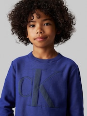 Calvin Klein Blue Regular Fit Monogram Jumper - Image 4 of 4