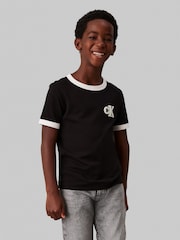 Calvin Klein Black 100% Cotton Ringer Monogram Short Sleeved T-Shirt - Image 1 of 4