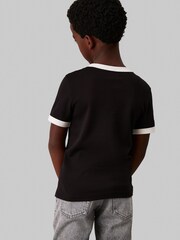 Calvin Klein Black 100% Cotton Ringer Monogram Short Sleeved T-Shirt - Image 2 of 4