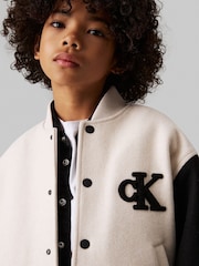 Calvin Klein Natural Heather Varsity Jacket - Image 4 of 4