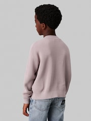 Calvin Klein Grey Towelling Stitch Jumper - Image 2 of 4