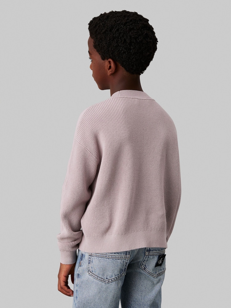 Calvin Klein Grey Towelling Stitch Jumper - Image 2 of 4