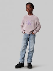 Calvin Klein Grey Towelling Stitch Jumper - Image 3 of 4