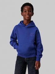 Calvin Klein Blue Bonded Pique Towel Monogram Hoodie - Image 1 of 5
