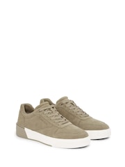 Calvin Klein Natural Low Top Lace Up Basket Suede Trainers - Image 3 of 6