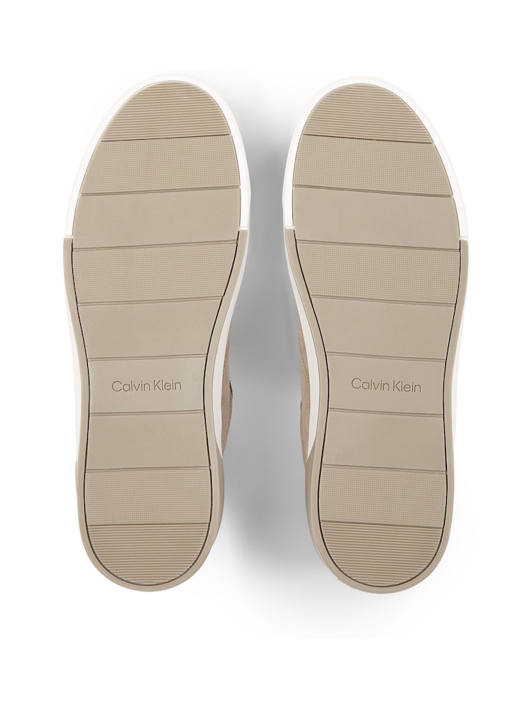Calvin Klein Natural Low Top Lace Up Basket Suede Trainers - Image 6 of 6