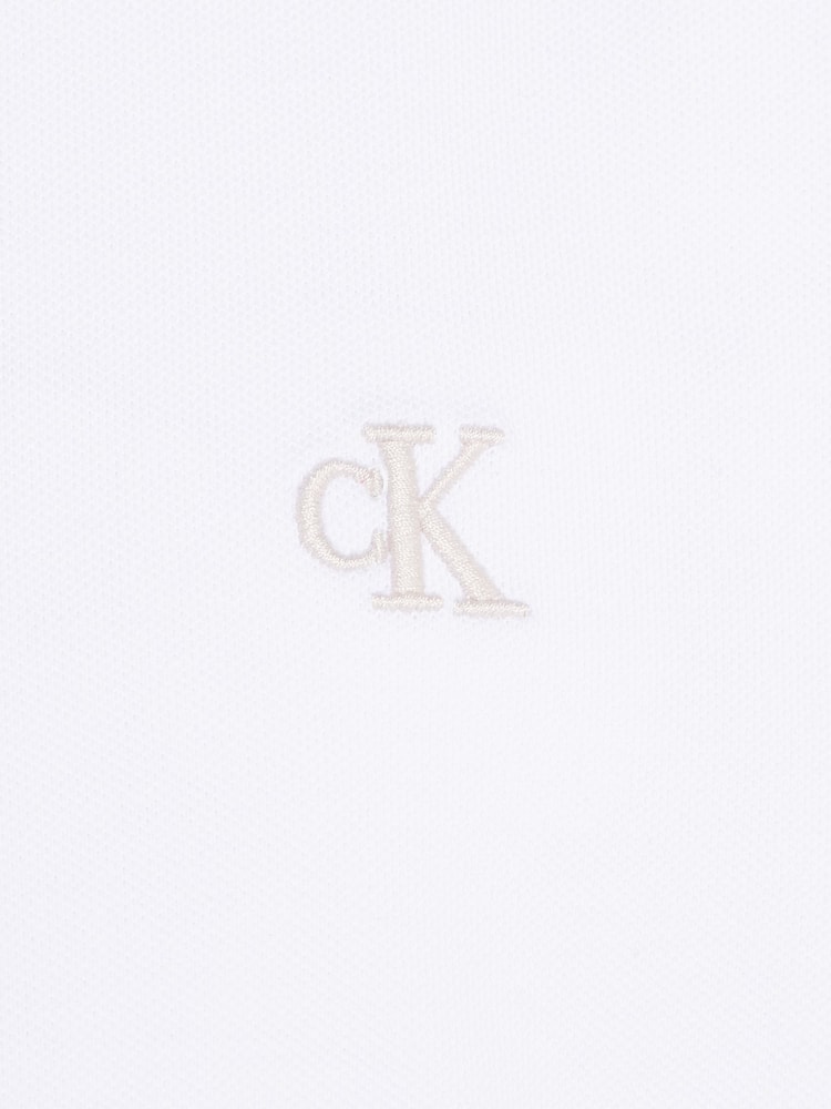 Calvin Klein White Long Sleeved Pique Relaxed Tipping T-Shirt - Image 3 of 3 Calvin Klein White Long Sleeved Pique Relaxed Tipping T-Shirt - Image 3 of 3