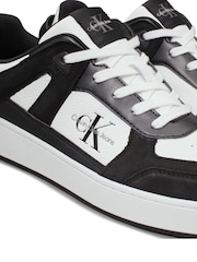 Calvin Klein White Basket Cupsole Low Lace Up Authentic Leather Trainers - Image 7 of 7