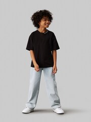 Calvin Klein Black Relaxed 100% Cotton Neck Embroidered Short Sleeved T-Shirt - Image 2 of 5