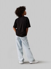 Calvin Klein Black Relaxed 100% Cotton Neck Embroidered Short Sleeved T-Shirt - Image 3 of 5