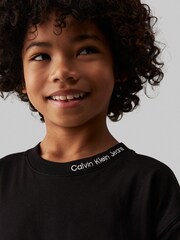 Calvin Klein Black Relaxed 100% Cotton Neck Embroidered Short Sleeved T-Shirt - Image 4 of 5