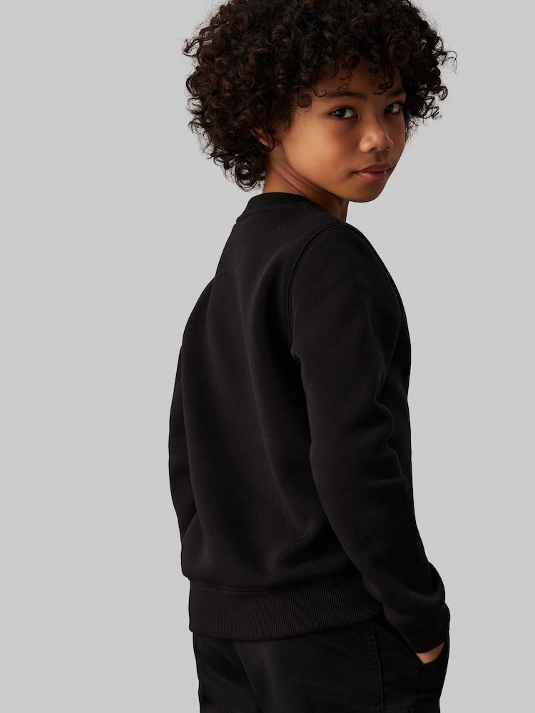 Calvin Klein Black Monogram Crew Neck Fleece Jumper - Image 4 of 5