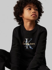 Calvin Klein Black Monogram Crew Neck Fleece Jumper - Image 5 of 5