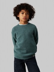 Calvin Klein Green Boucle Crew Neck Jumper - Image 1 of 4