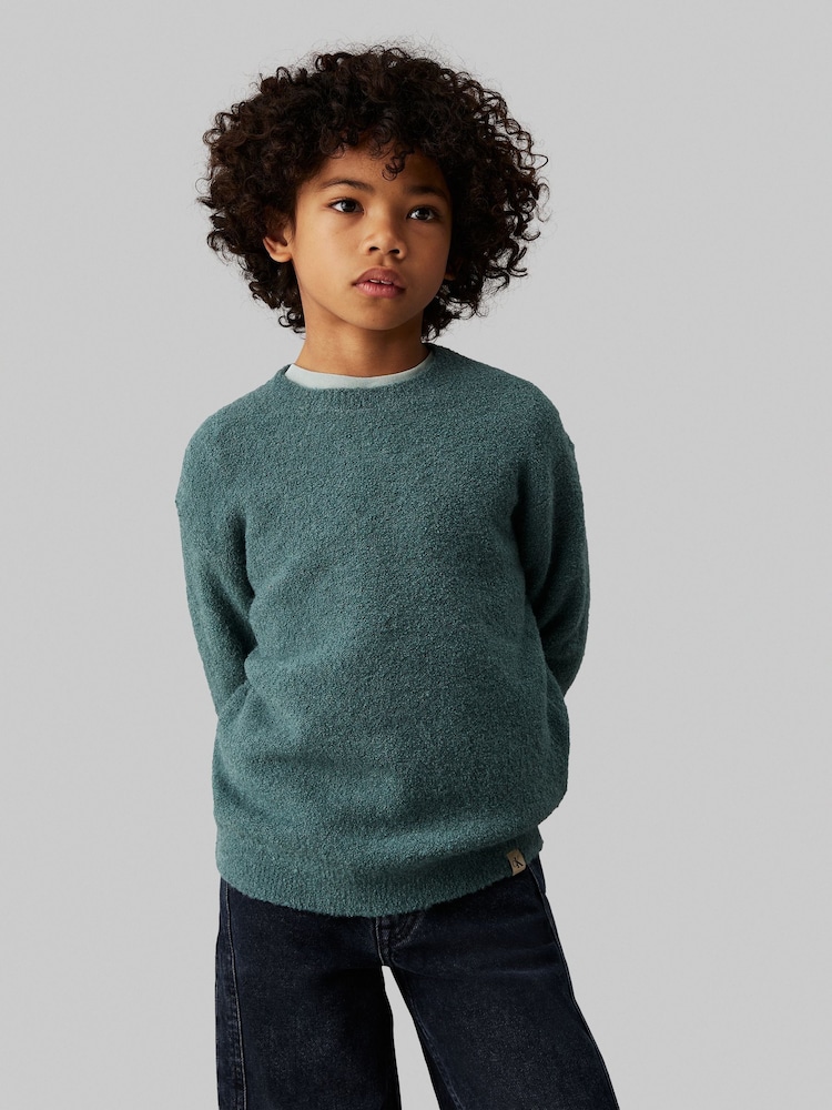 Calvin Klein Green Boucle Crew Neck Jumper - Image 1 of 4