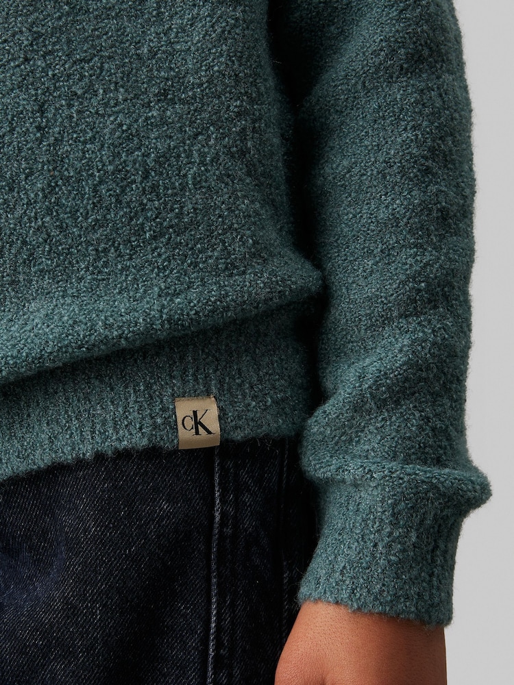 Calvin Klein Green Boucle Crew Neck Jumper - Image 4 of 4