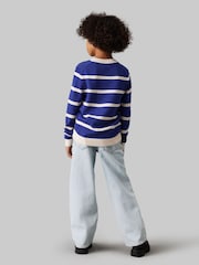 Calvin Klein Blue Merino Wool Chest Monogram Jumper - Image 1 of 3